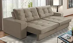 Sofá Retrátil e Reclinável 2 lugares 1,70m com Molas Marcela Suede Cappuccino Adonai Estofados