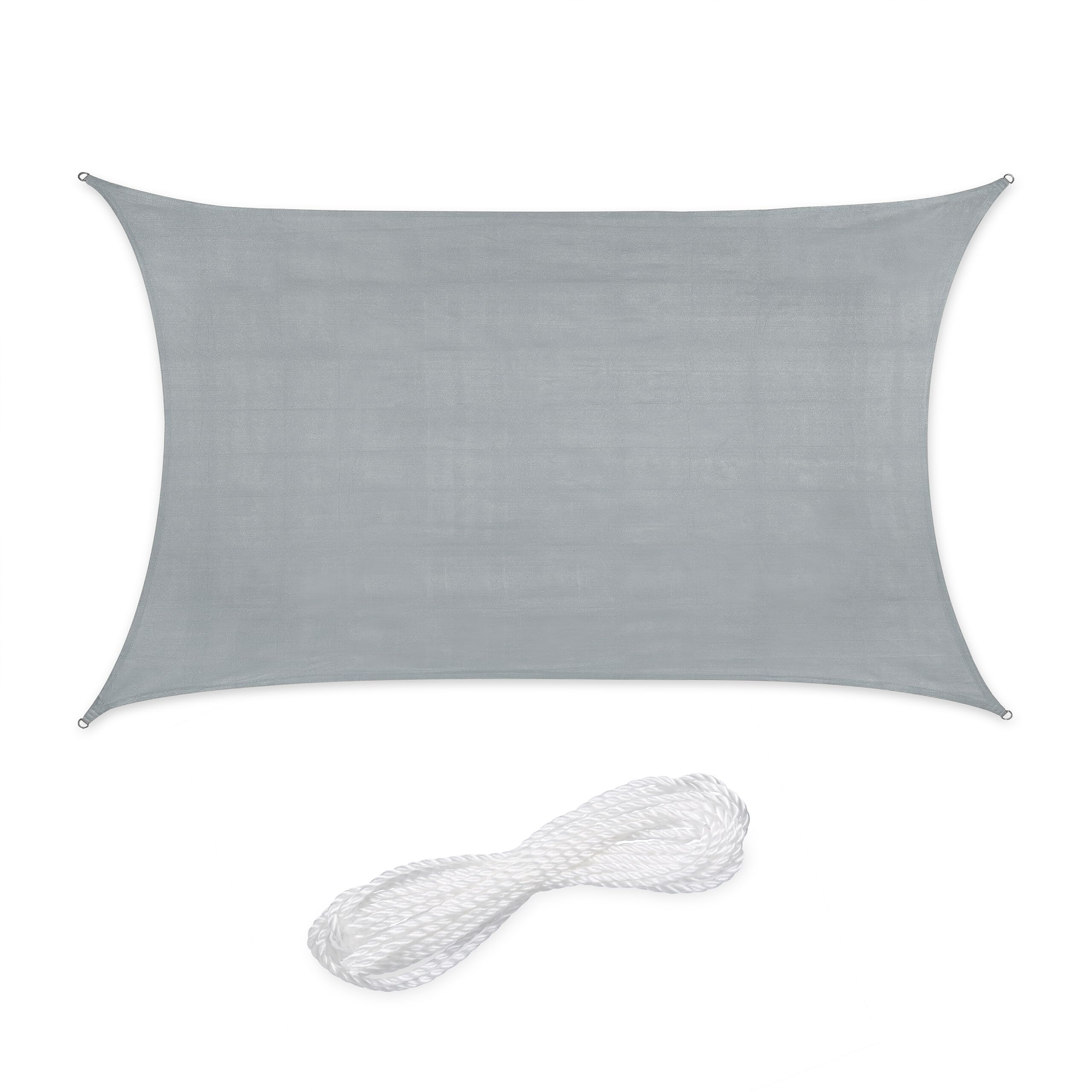 Relaxdays Toldo de Vela Rectangular, 3 x 4 m, Tejido HDPE, Resistente Rayos UV, Cóncavo, Cuerdas Tensoras, Gris Claro