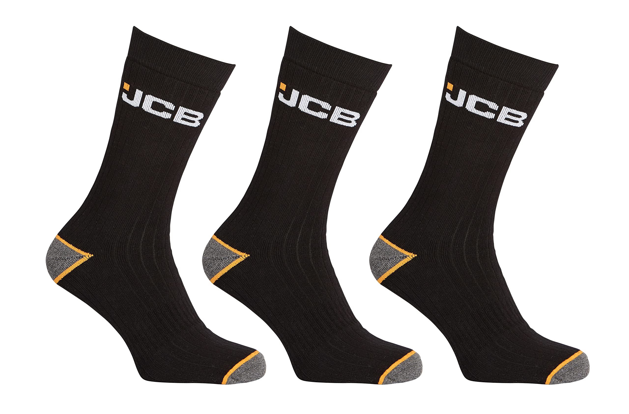 JCB Socks - Outdoor Activity Socks Men's - Men's Socks - Boot socks - Men's Work Socks - 3 Pack - Work Socks - UK 6-8.5 (as8, numeric, numeric_6, numeric_8_point_5, regular, regular, Black)
