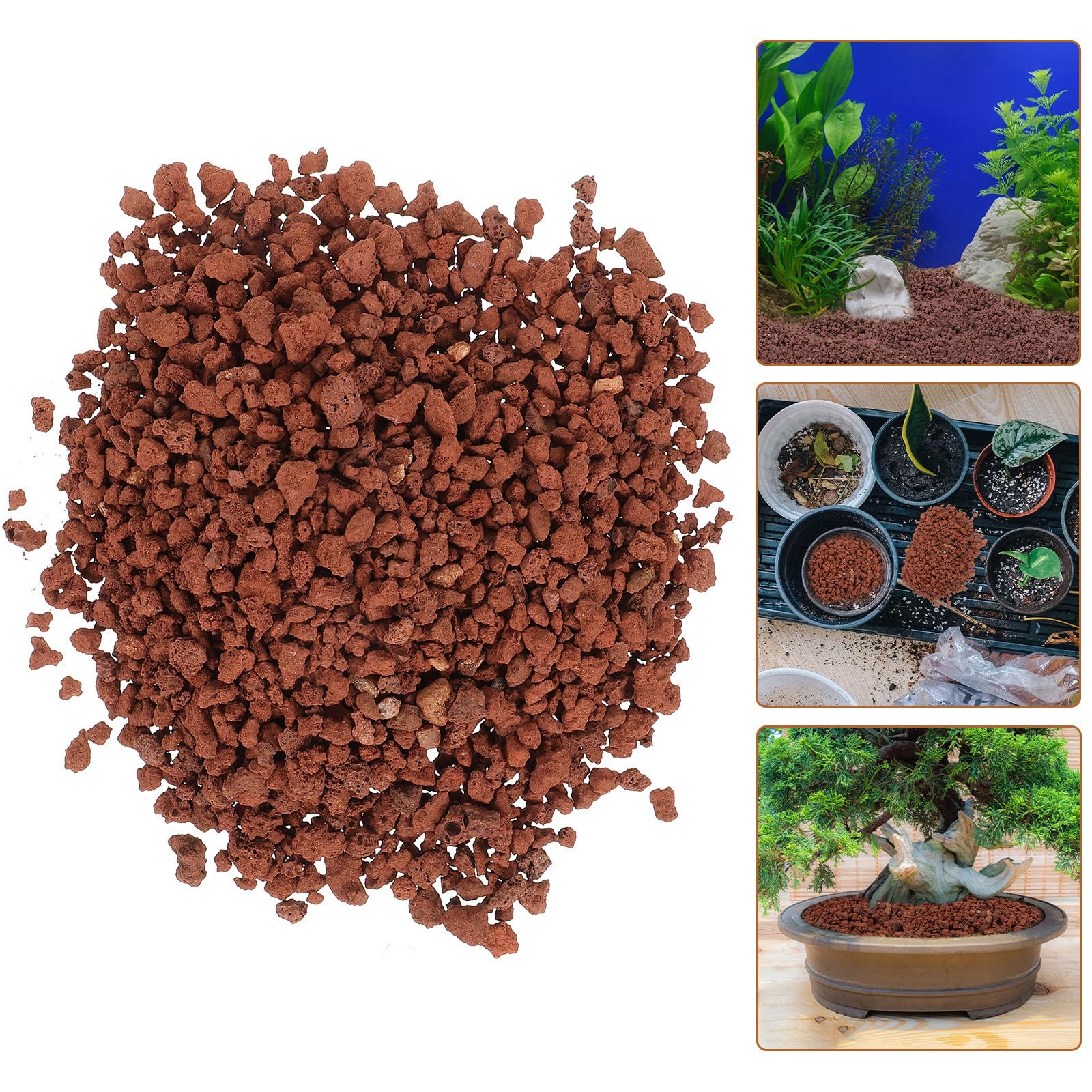 Veemoon Volcaniques Naturelles Marron pour Aquarium et Succulentes, Décoration Sûre Surface Naturelle, pour Remplissage de Vases et Pelouses