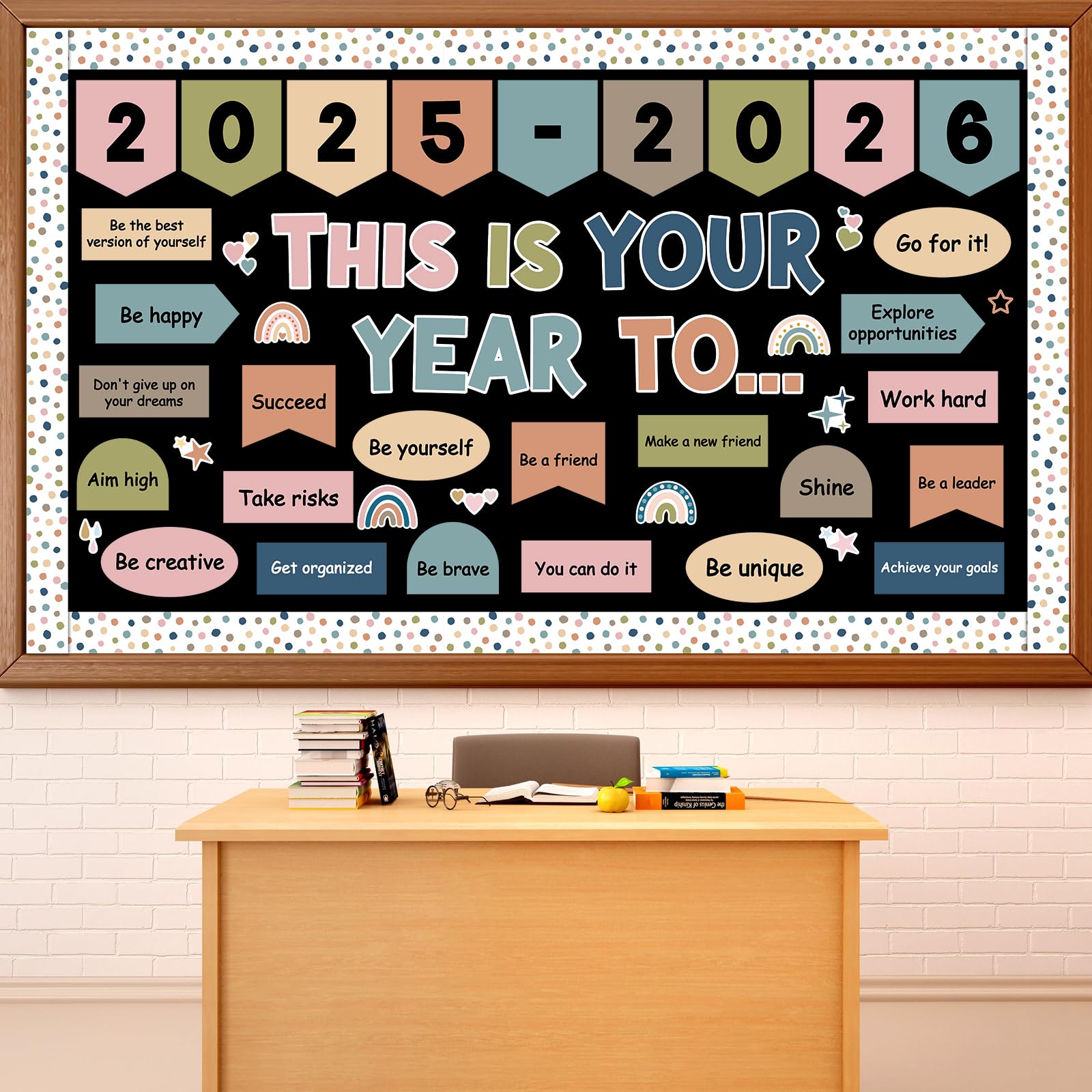 This is Your Year Bulletin Board Set Welcome Back to School Bulletin Board Decorations Boho Affirmation Paper Cutouts Classroom Decorations for School Nursery Chalkboard Wall Door Decor Party Supplies