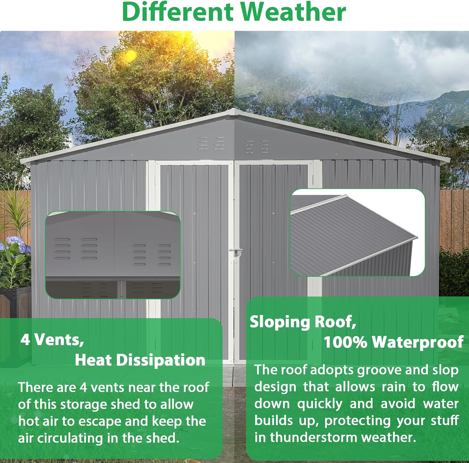Outdoor Storage Shed, 11 X 13 FT Large Metal Utility Tool Sheds with Floor Frame, Steel Garden Shed for Backyard Garden Patio Lawn