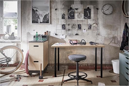 IKEA ADILS/LINNMON Desk, 100x60 cm, White Stained Oak Effect/Black