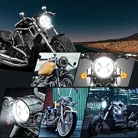DREAMIZER 7 Hüvelykes Motorkerékpár Fényszóró Fehér DRL Angel Eye Sárga Irányjelzővel 7