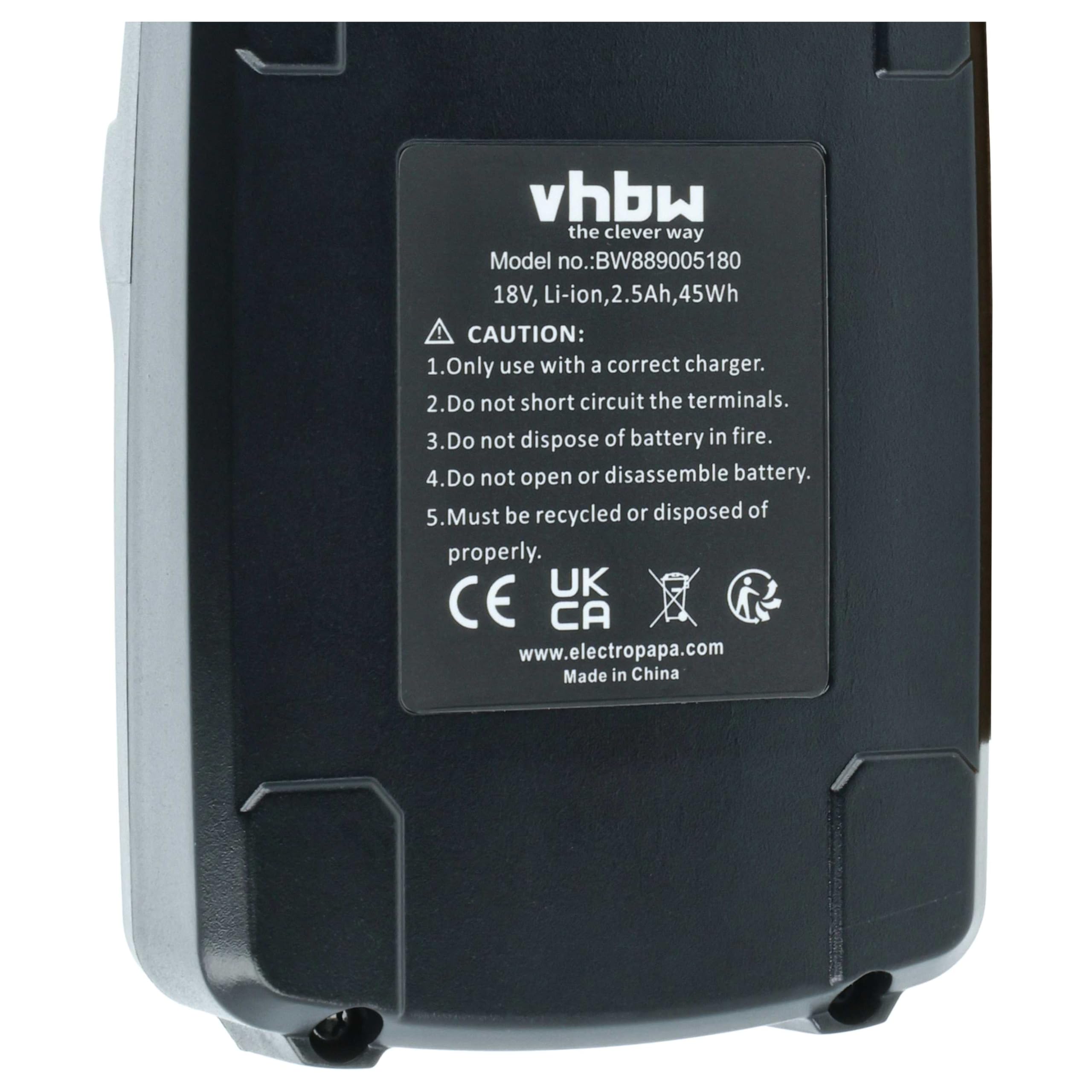 vhbw 2X batería Compatible con Rothenberger RO RH4000, RO ID400 Herramienta (2500 mAh, Li-Ion, 18 V)