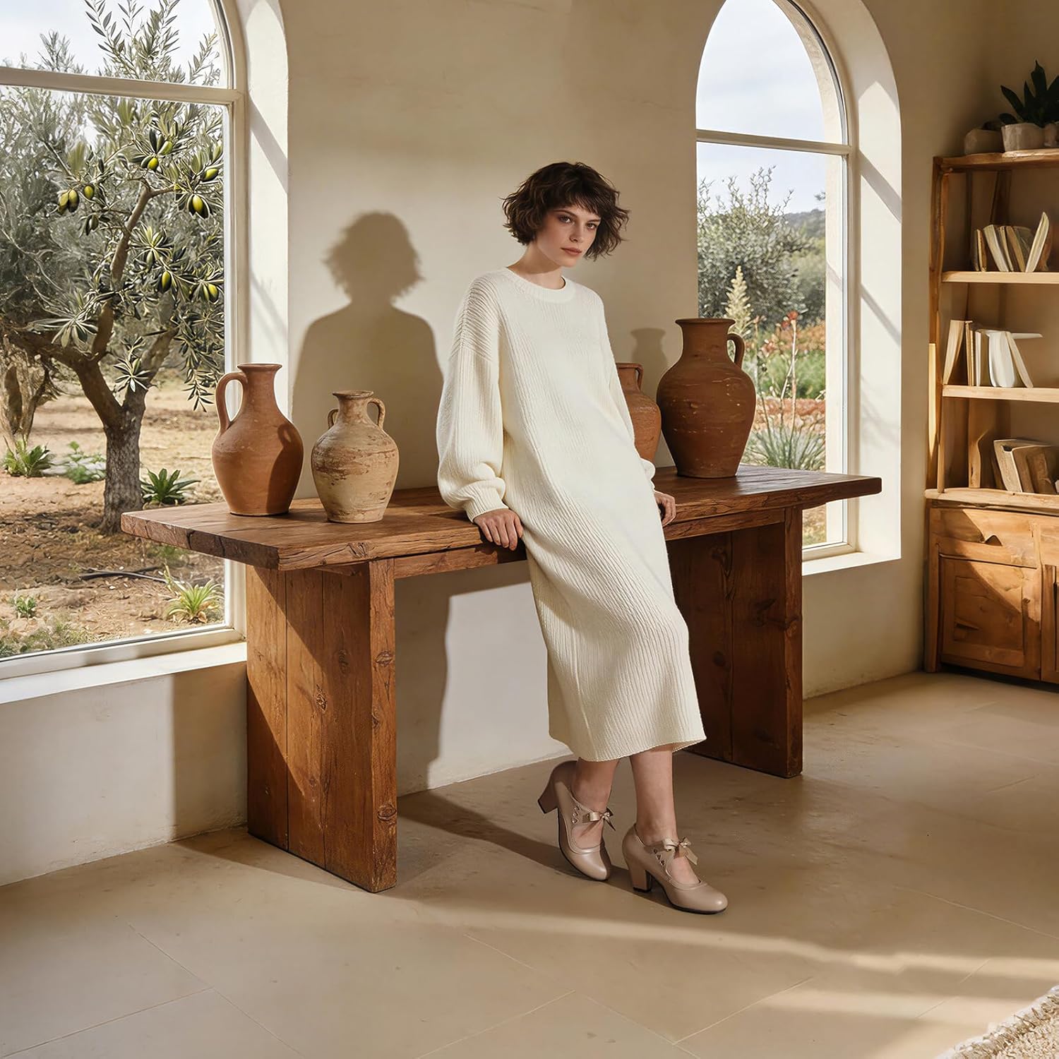 Erocalli Women's Mary Jane Pumps Chunky Block Shoes Heart Hollow Adorable Vintage Shoes Unique Round Toe Lace Up - Image 4