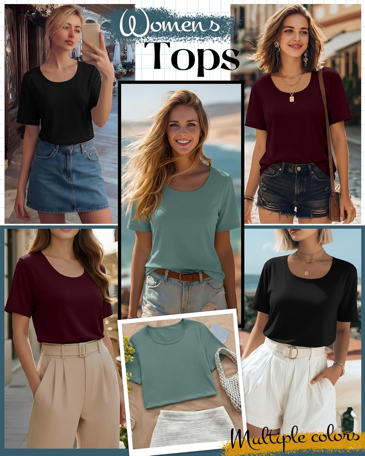 Neer 3 Pack Women's Scoop Neck Short Sleeve Tops Loose Fit Basic Casual T Shirts Lounge Layer Tees Summer - Image 5