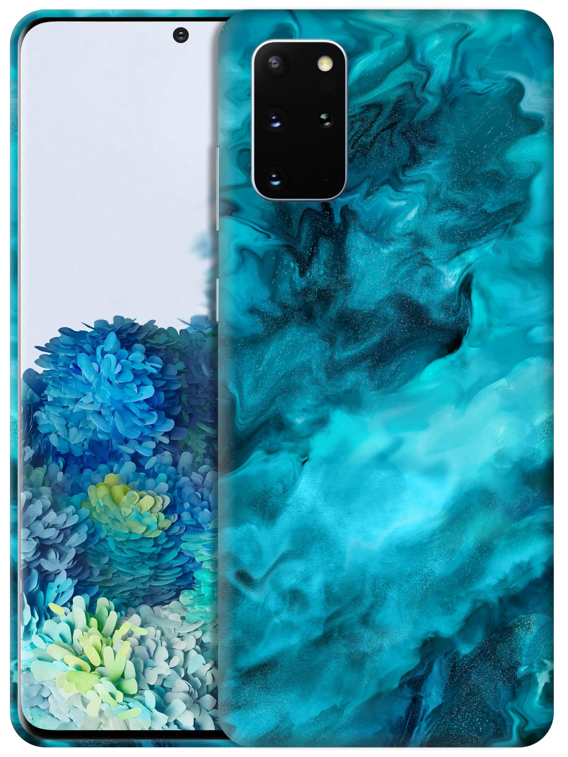 Coque Samsung S20 Plus bleu sarcelle avec imprimé marbre abstrait - 8