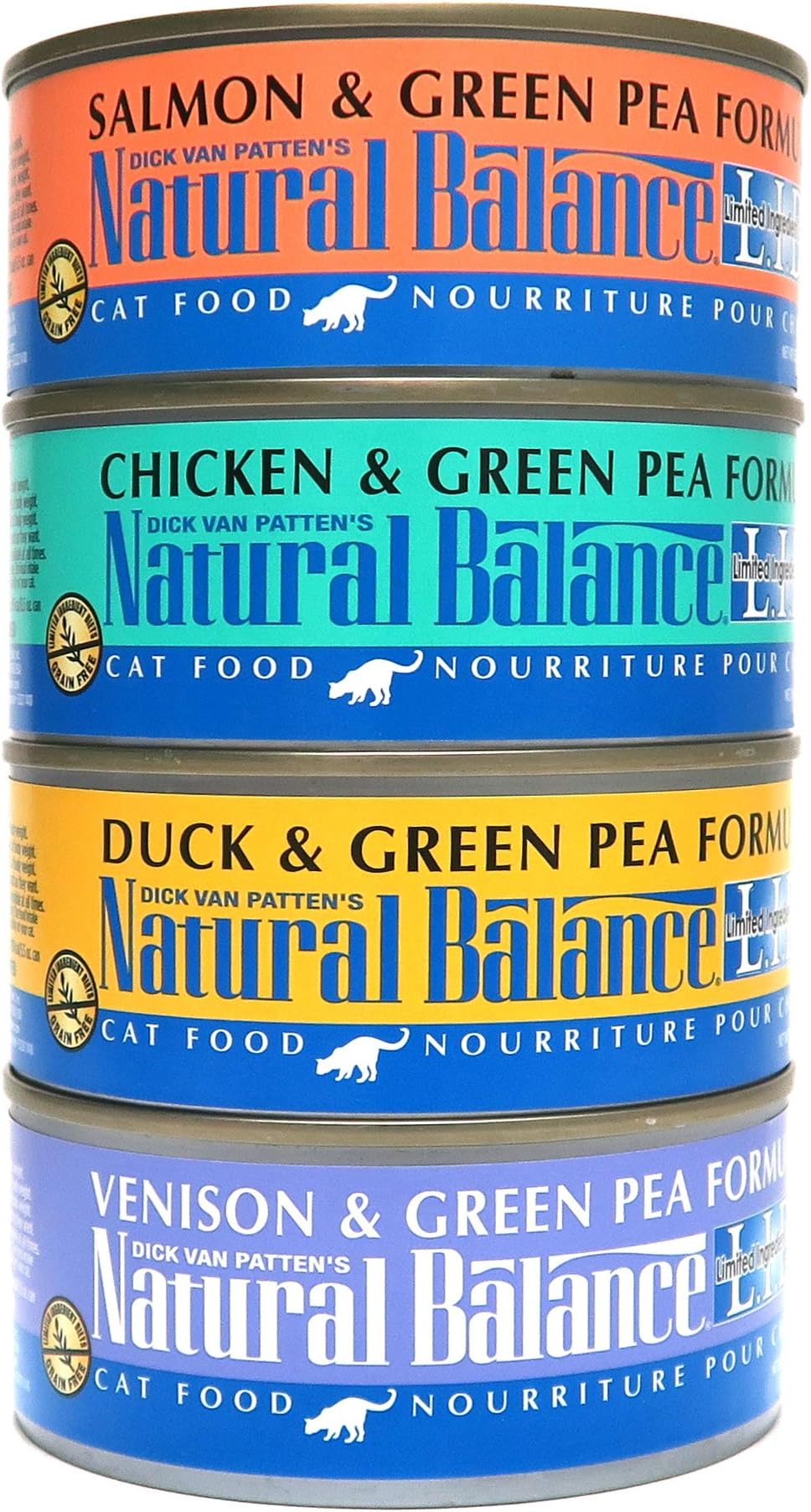 Natural Balance Limited Ingredient Diet Grain Free Cat Food Variety Pack - 4 Flavors (Salmon & Green Pea, Venison & Green Pea, Duck & Green Pea, and Chicken & Green Pea Formula) - 5.5 Ounce Each