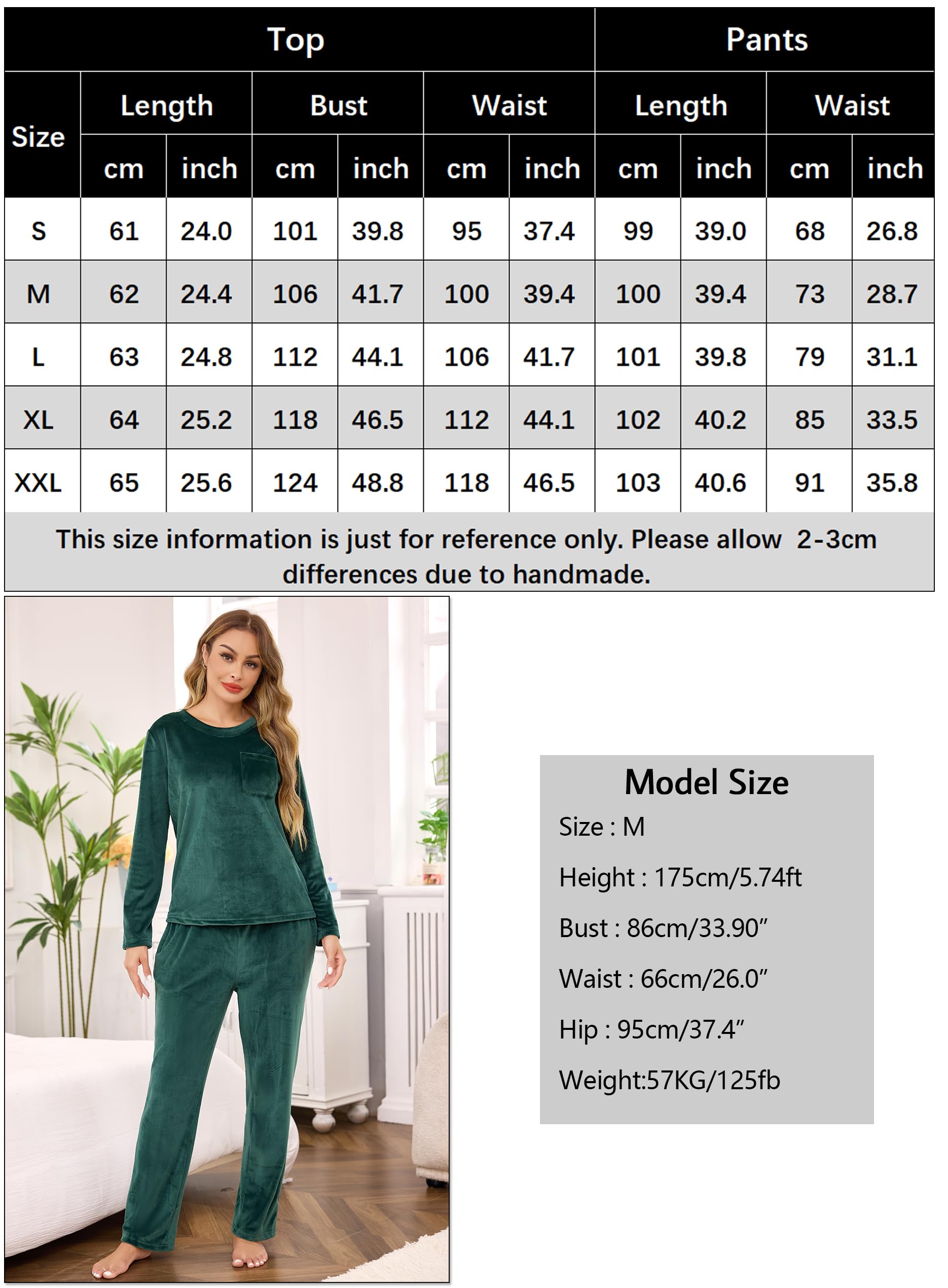 Lovasy Pigiama Donna in Pile Morbido Set Pigiama Invernale Caldo e Soffice | Scollo Rotondo Pigiami Due Pezzi Maniche Lunghe con Tasche