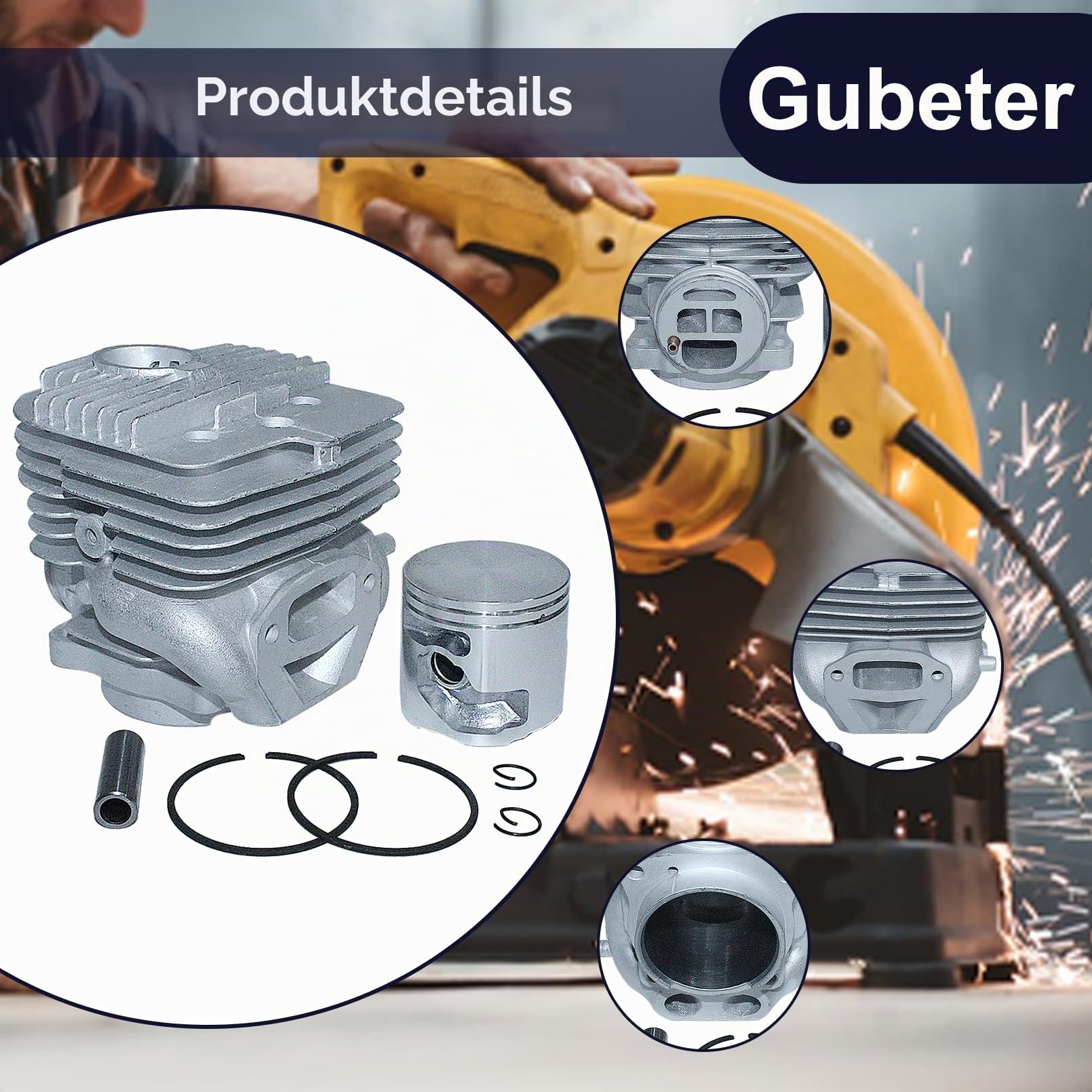 56 mm Zylinder und Kolben set für Husqvarna K960 K970 Trennschleifer Ersatzteile, mit Zündkerze, Ersatz für 544 93 56-02, 544 93 56-03