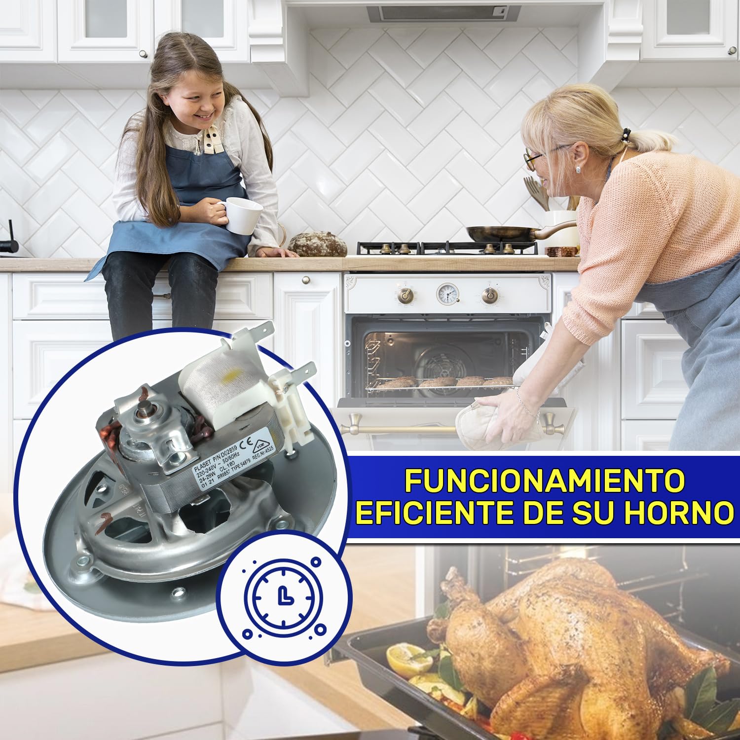 Motor Ventilador Horno de Aire Caliente 25W 220/240V 50/60Hz con Código Original C00230134 para Indesit para Hotpoint 482000062496 para Whirlpool - MADE IN EU - Garantía de 10 Años - MONTERAL