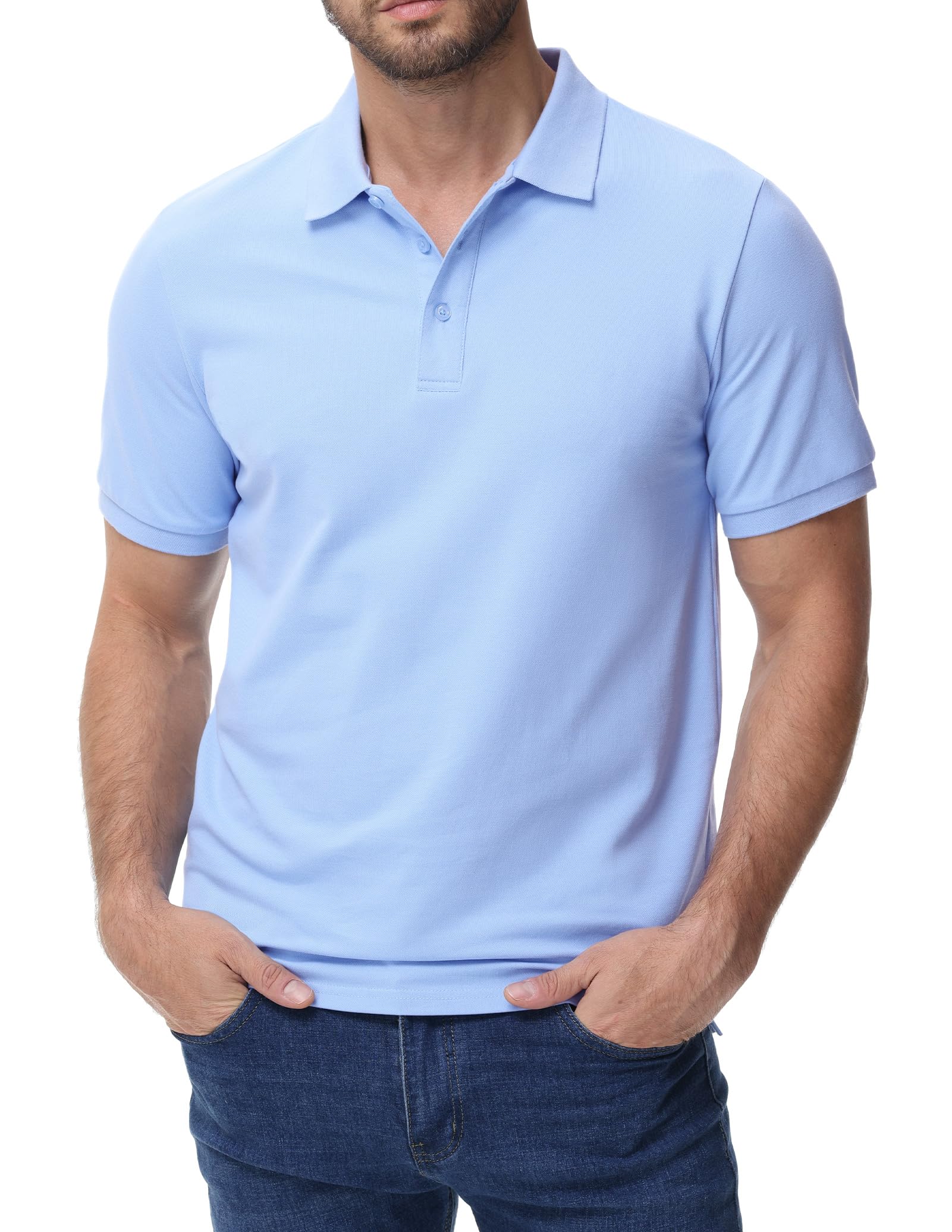 MIER Men's Cotton Pique Polo Shirts, Short Sleeve Golf Work Casual Tops