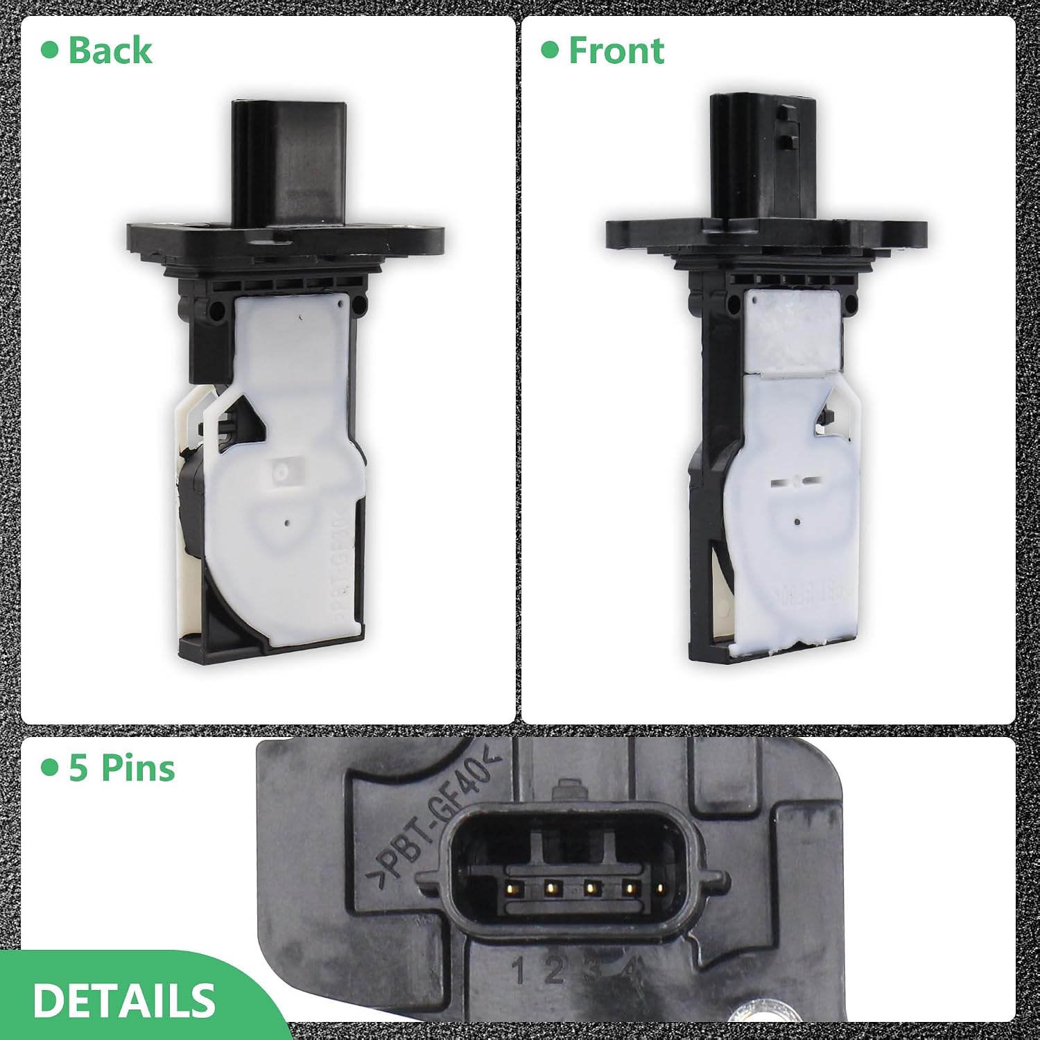 Mass Air Flow Sensor for Nissan Maxima 16-21 / Pathfinder 17-20 / Kicks 18-21 / Rogue Sport 17-21 / Versa 18-21 / Altima 16-18 / Sentra 16-19 & Infiniti QX60 17-20 OE# 22680-5RB0A 22680-BV80B