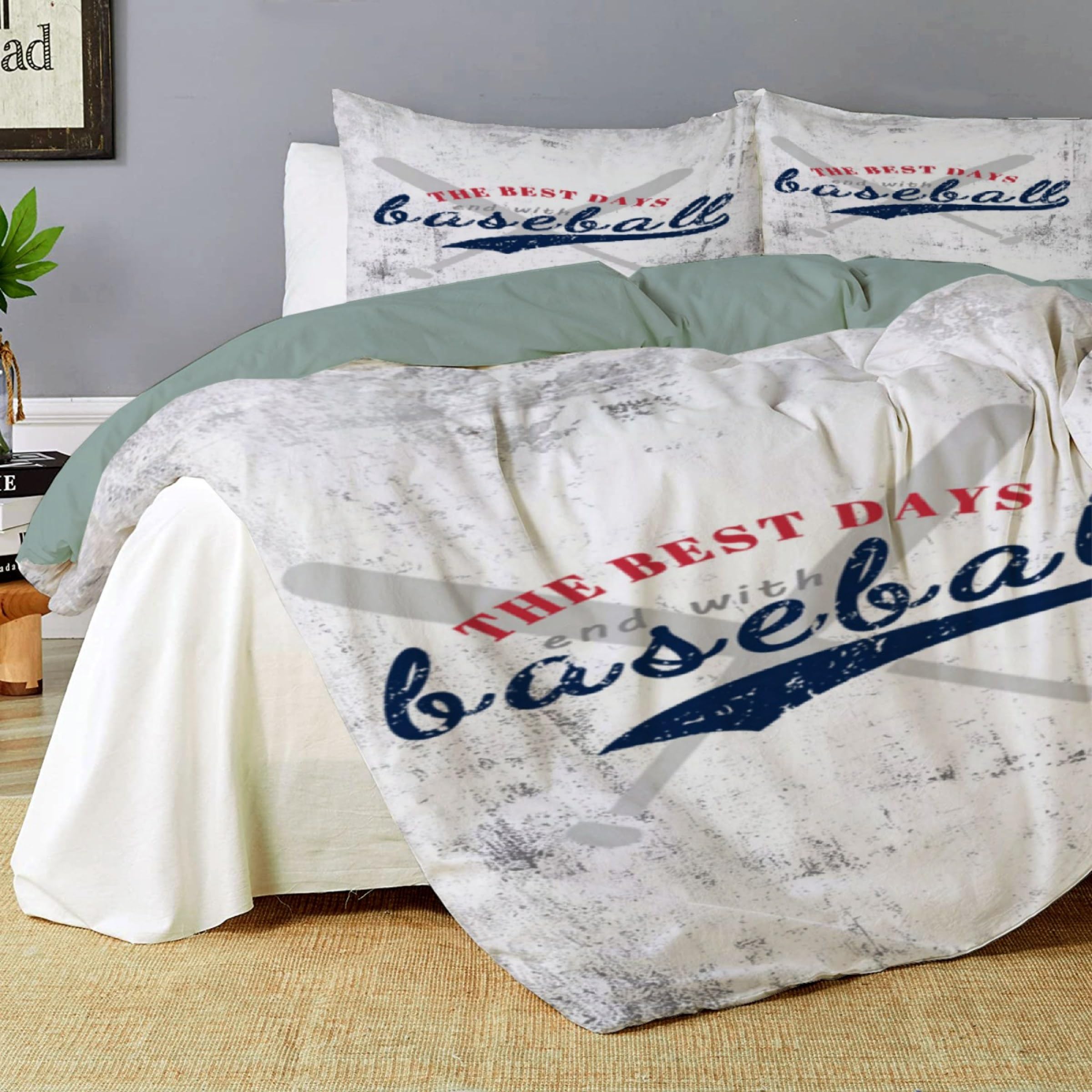 Prabhutaratna Baseball Bedding Set 3 Piece Set Popular Cartoon Anime Quilt Cover Children Bedding 1 Quilt Cover + 2 Pillowcases 200x230cm