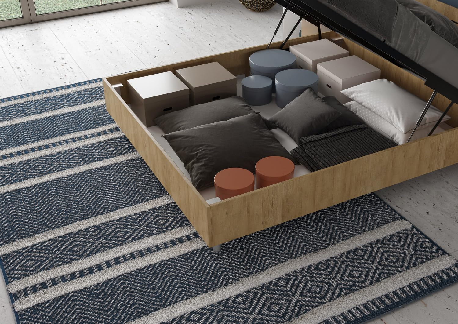 Letto matrimoniale contenitore 160x190 quercia