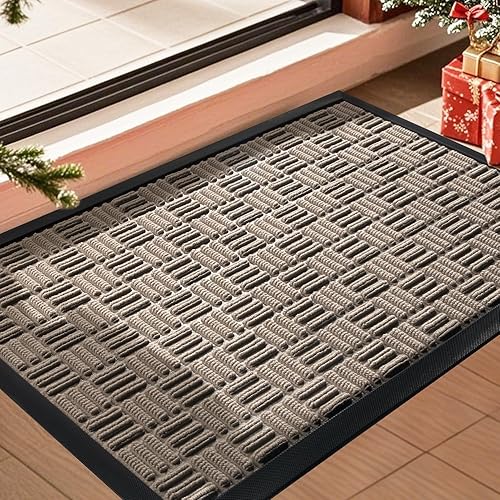 Miniatura 152 de Mibao Tapete para puerta delantera, resistente y duradero, tapete de bienvenida para interiores y exteriores, atrapador de suciedad, impermeable