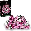 LEGO Botanicals Bouquet of Pink Roses Artificial Flowers - Building Blocks for Adults, Ages 18+ - Flowers for Home Office, Shelf or Room Decor - Gift for Women & Men - 10374