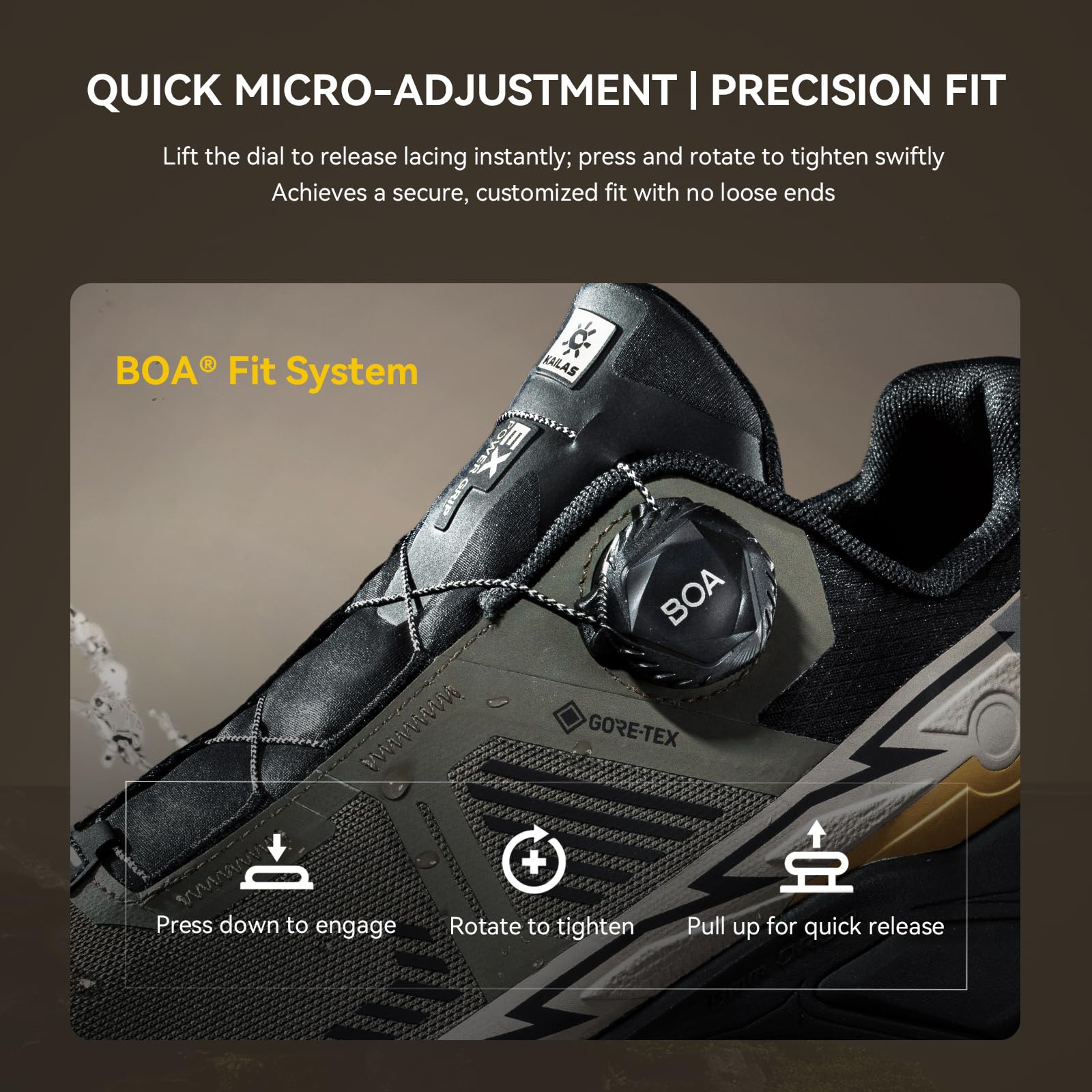KAILAS Herren FUGA EX3 BOA GTX Wasserdichter Trail-Laufschuh Leichter Rutschfester Jogging-Wanderschuh