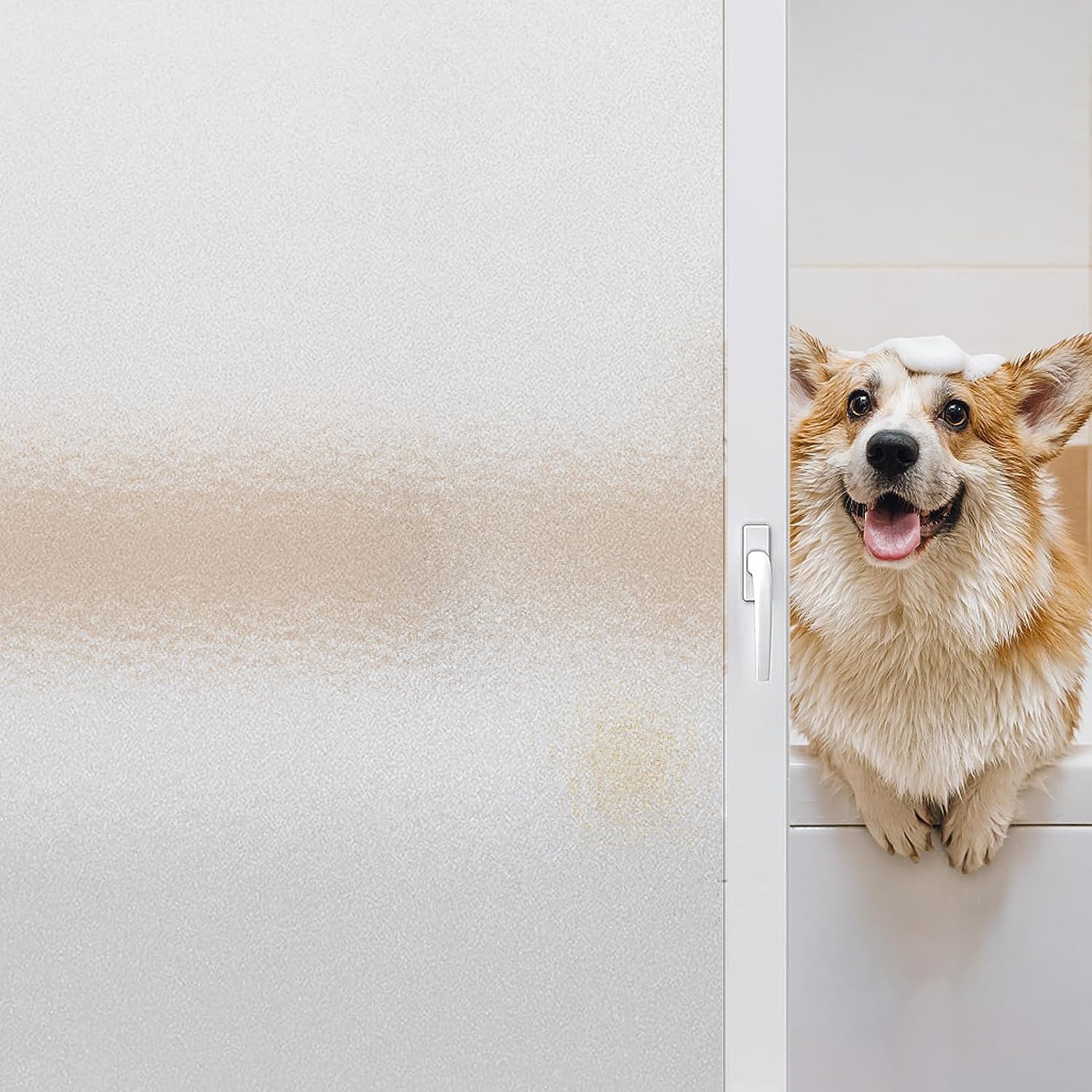 Linarun Fensterfolie Blickdicht Milchglasfolie Selbsthaftend Sichtschutzfolie Fenster mit Anti-UV Statische Haftung Privatsphäre Sonnenschutzfolie für Zuhause Büro