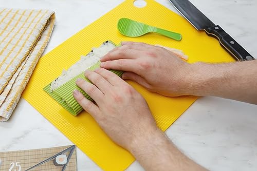 Miniatura 5 de Kit para hacer sushi - Rodillo de sushi de silicona con paleta de arroz, cortador de rollo y libro de recetas, kit completo de sushi DIY para el