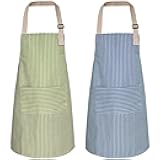 ATROPOS 2 Pack Aprons for Women with Pockets,Waterproof Cooking Aprons for Women,Adjustable Bib Apron Chef Aprons Painting Apron for Kitchen,Cooking,Baking,BBQ,Cleaning,Painting