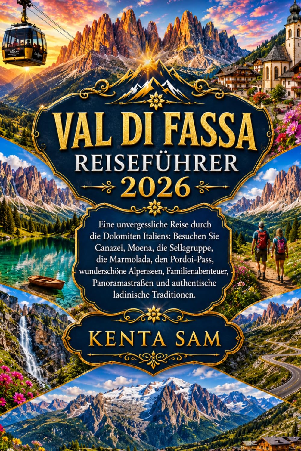 VAL DI FASSA REISEFÜHRER 2026: Eine unvergessliche Reise durch die Dolomiten Italiens: Besuchen Sie Canazei, Moena, die Sellagruppe, die Marmolada, ... Alpenseen, Familienabenteuer, Panoramastraßen