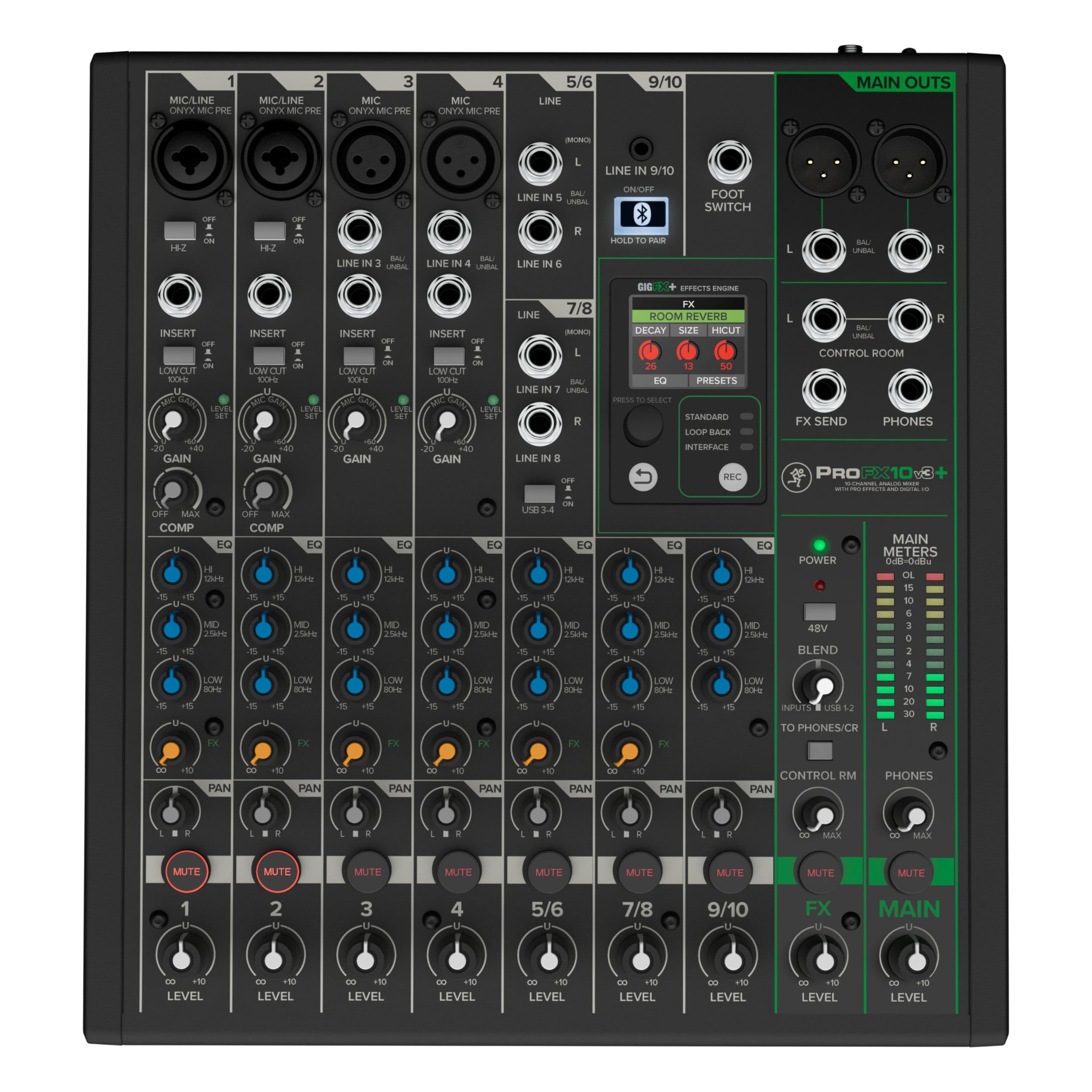 Mackie ProFX10v3+ 10-Kanal Analogmischpult mit USB und Bluetooth