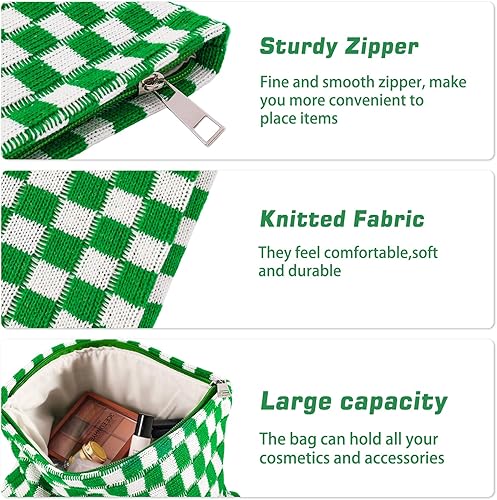 Miniatura 5 de Bolsa de maquillaje a cuadros para mujer, bolsa de cosméticos rosa de gran capacidad, bolsa de maquillaje de viaje, bolsa de maquillaje para bolso,