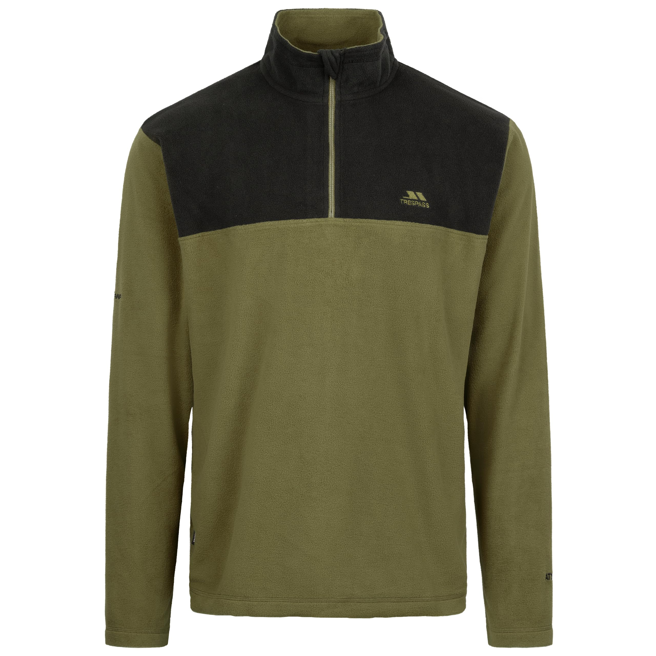 Trespass Men's Fleece Top Curtiston - 1/2 Zip Neck, Contrast Panels, Neck Tape, Airtrap Technology, Knitted,100% Polyester, Warm Lightweight Breathable