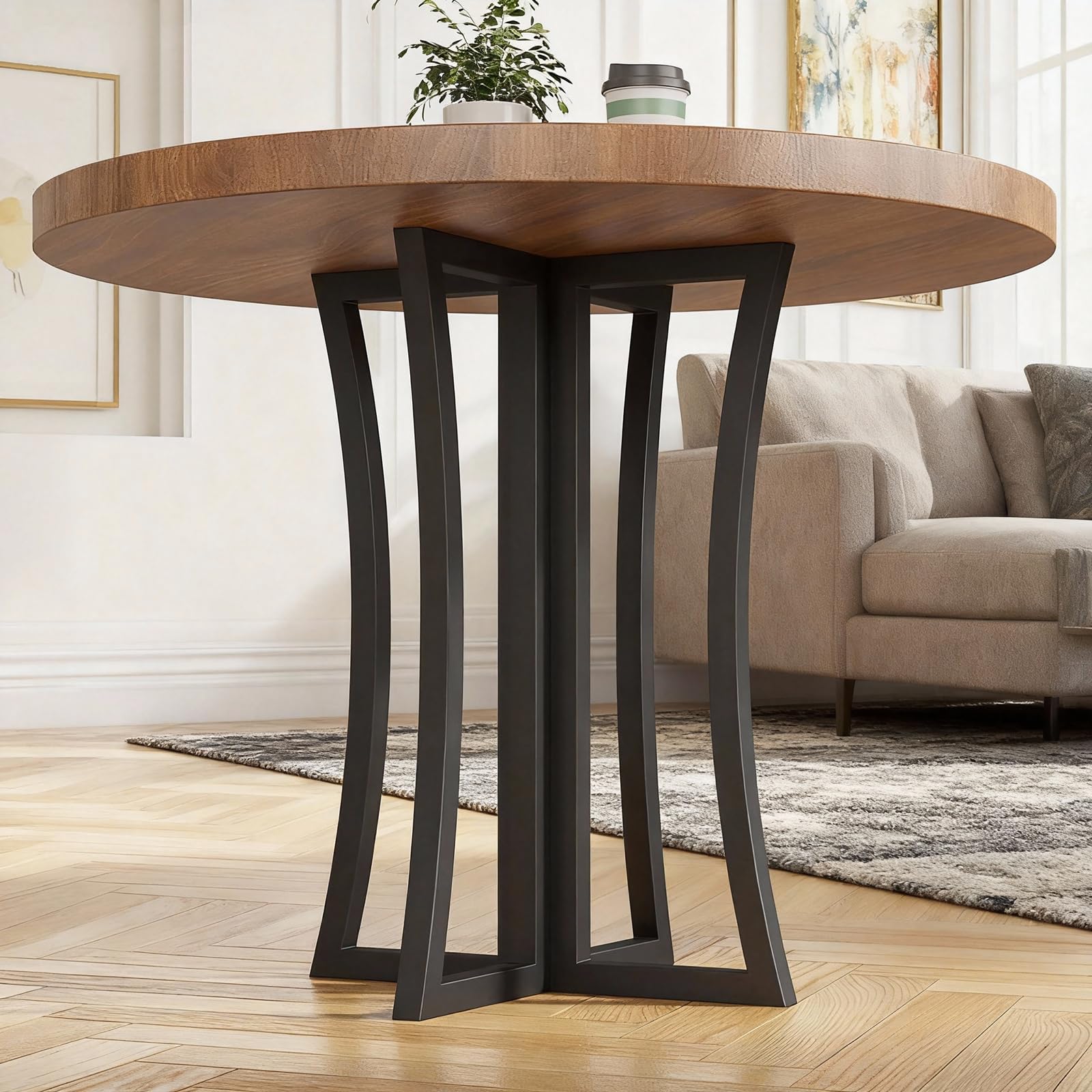 LBSLMJB Metal Desk Legs 28 Inch, Heavy Duty Wrought Iron Base for Glass, Marble, and Wooden Table Tops, Home, Kitchen, and Office Desk Legs (Black)