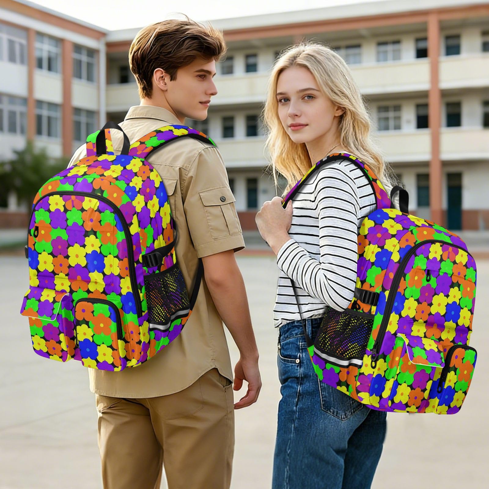 Plecaki na laptopa uroczy wzór kwiatowy Multicolo School College torba na książki