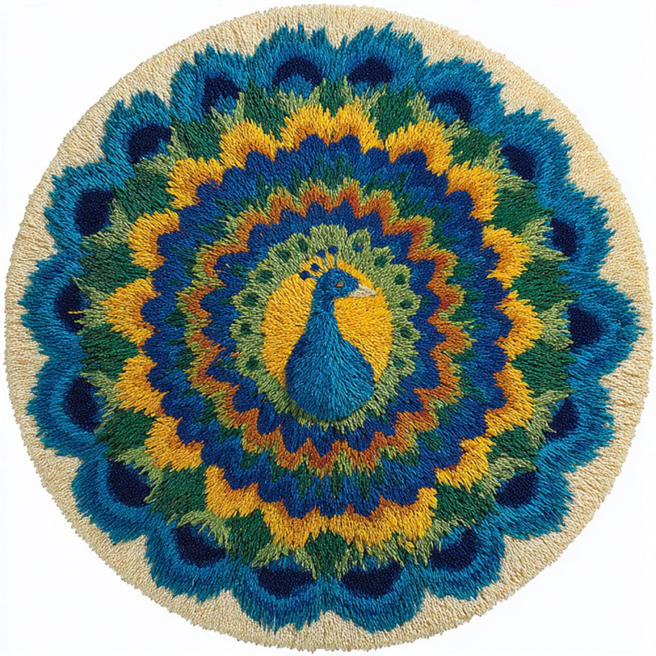 Kitquiver Tapestry Kits for Adults Cartoon Peacock 100x100cm