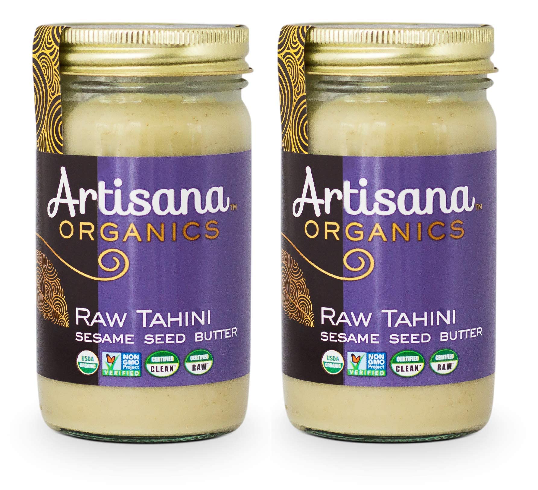 Artisana Organics Raw Tahini Sesame Seed Butter (2 Pack) - Just One Ingredient, Unroasted, Non-GMO, Vegan, Paleo and Keto Friendly, 14oz Jars (2 Pack)