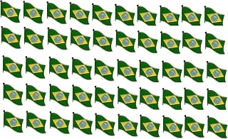 Wholesale International Single, Double and Friendship Flag Lapel Pins, Enamel Tie & Hat Pin Badges with Over 100 Countries Available (Brazil, 50 Waving Flag Lapel Pins)