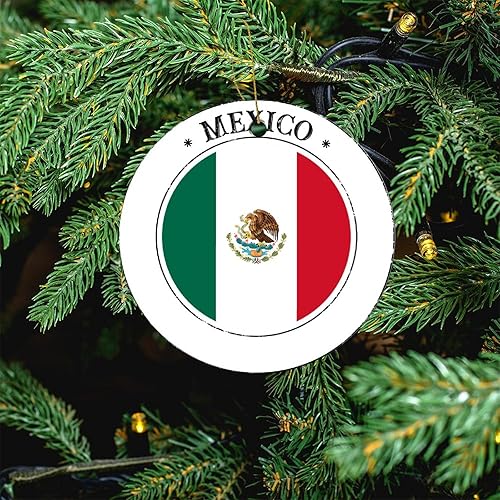 Miniatura 5 de Adornos de Navidad con la bandera de México, recuerdo colgante para árbol de Navidad, adorno de porcelana de doble cara, regalo para amigosamigo de