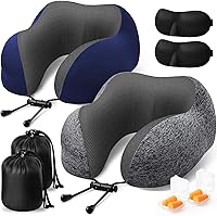 Vista 8 de Almohada de viaje, almohadas de viaje para dormir en avión, almohada cervical de avión, juego de almohada de espuma viscoelástica con máscara