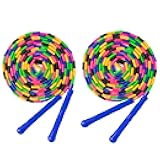Double Dutch Jump Rope 16 Ft 2 Pack, Long Jump Rope for Kids Adults, Skipping Rope Soft Beaded Multiperson