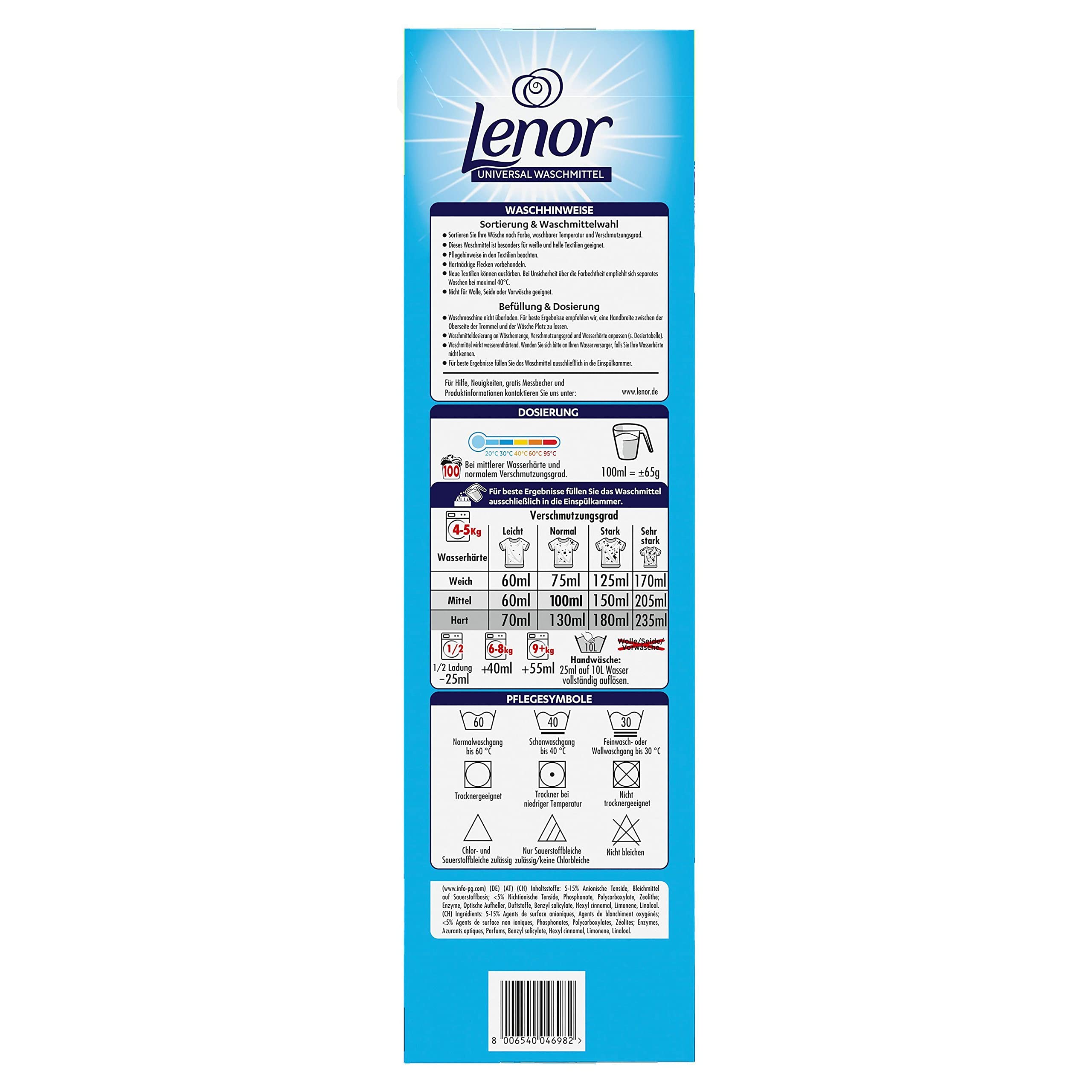 Lenor WM Pulver Aprilfrisch 6.5KG - 100WL