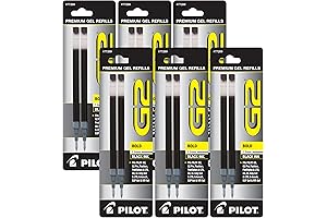 Pilot G2 Roller Ball Ink Refills, Bold, Black - 6 Packs (12 Refills)