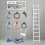 Organisateur de cordon d'extension(8 Pack), l'organisation et le rangement du garage, 16-Inch(Déplié) Bracelet de rangement lourd pour câbles, câbles, hoses et rotules, avec boucle Triangle pour accrochage - noir