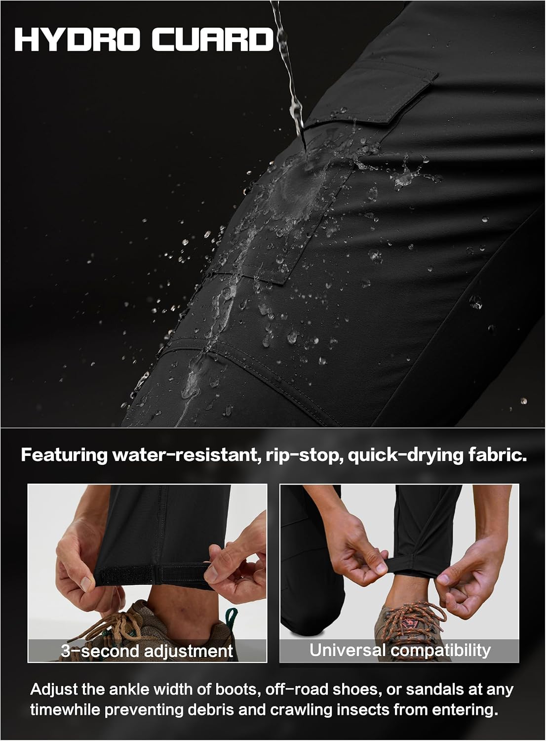 Men's Lightweight Hiking Cargo Pants Water-Resistant Quick-Dry Climbing Camping Fishing Work Outdoor Pants