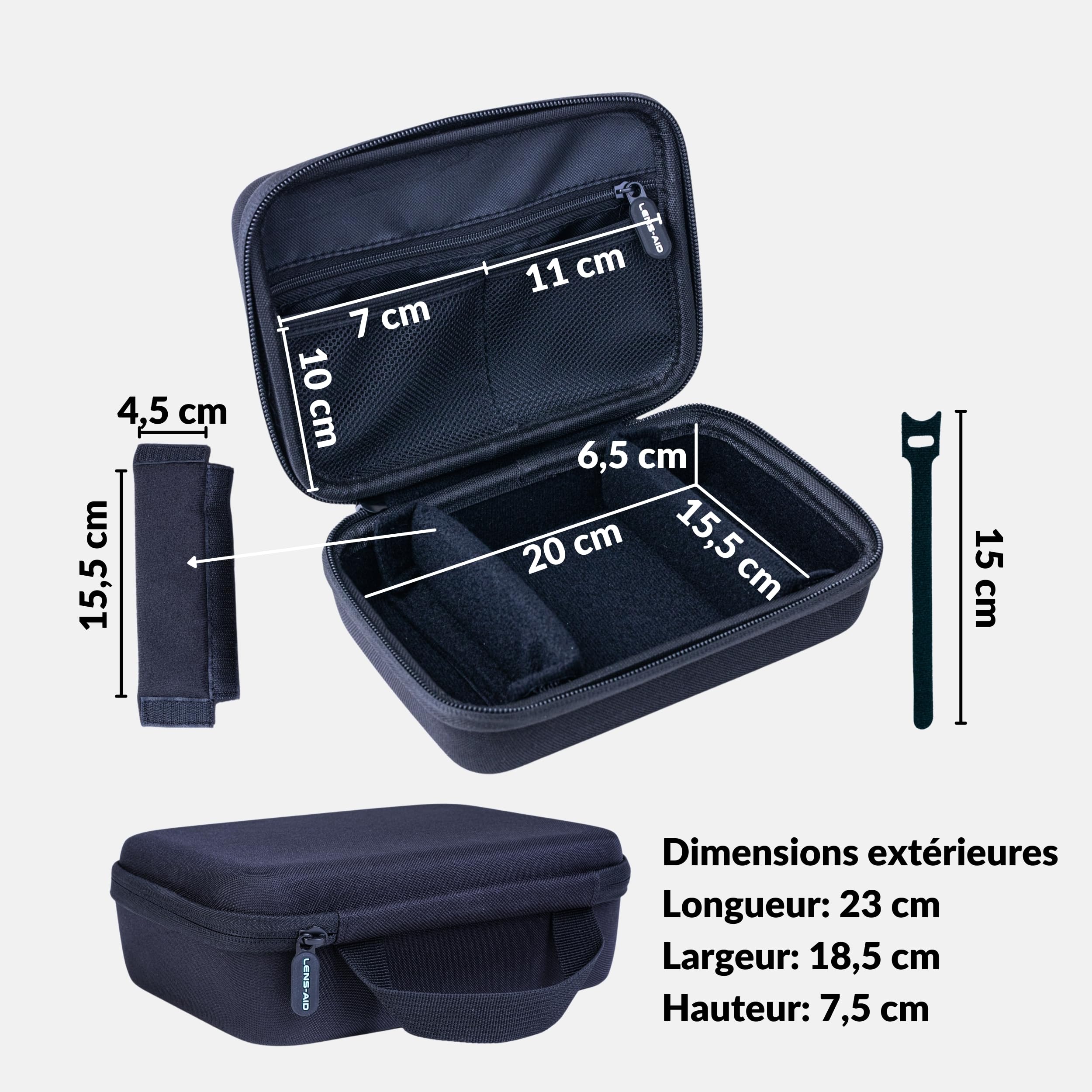 LENS-AID Étui de Rangement pour appareils Photo et Accessoires Techniques, Noir, m, Étui Rigide pour Le Rangement en Voyage