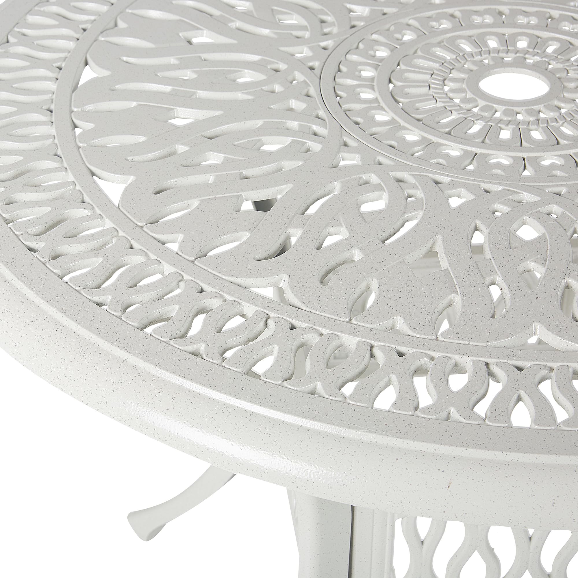 Tavolo Rotondo da Giardino Stile Vintage Alluminio Bianco sporco ø 90 cm