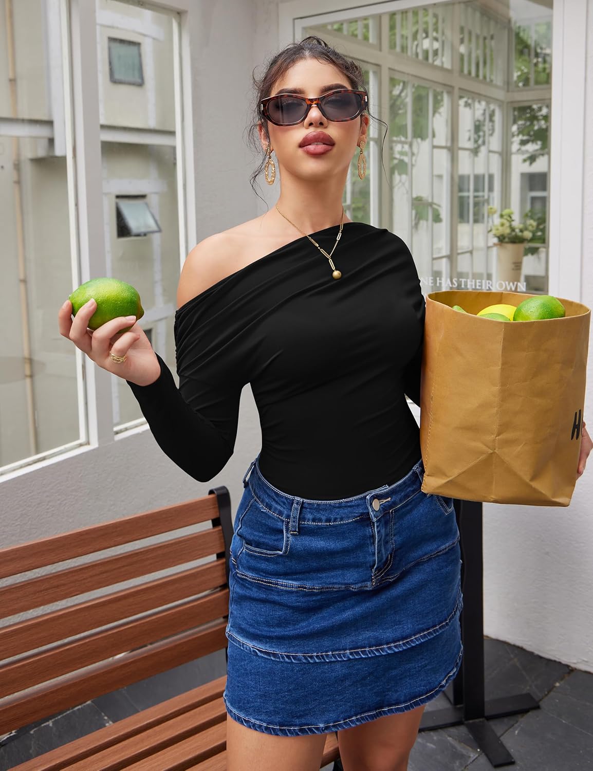 YMDUCH Women's Sexy Long Sleeve Off Shoulder Backless One Piece Bodysuit Top - Image 5