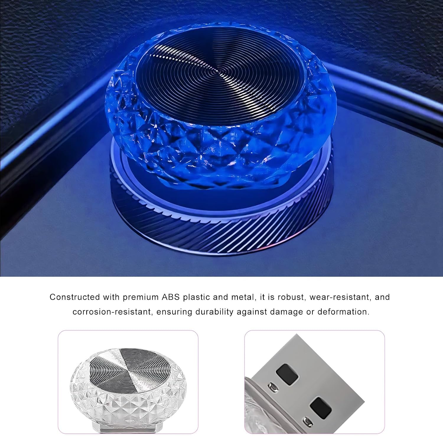 4 PCS USB LED Car Interior Atmosphere Lamp, Portable Plug-in USB Interface Ambient Light, LED Night Lights Interior Decoration for Cars SUVs Trucks, Car Accessories (Blue) image 3