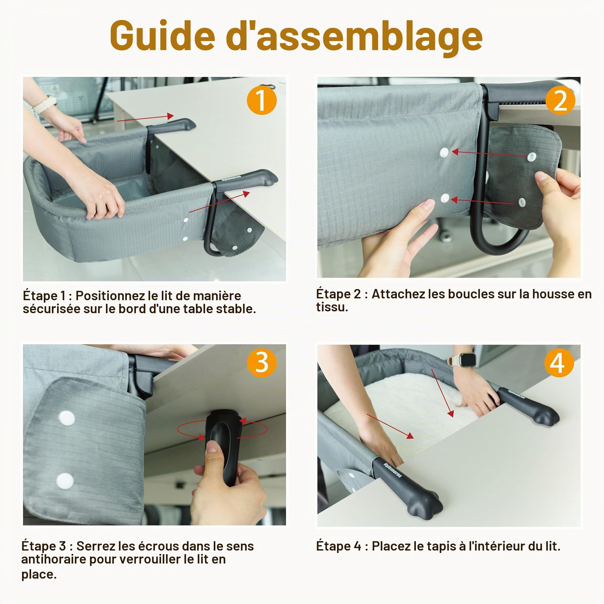 Panier Chat Bureau de Grande Taille, Ultra-robuset Hamac Chat | Pour bureau jusqu'à 7,6 cm, ultra-résistant, motif pattes, imperméable, tapis double face, montage facile (jeu/cuisine)