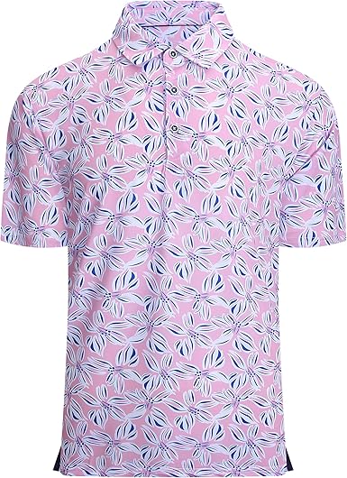Alex Vando Mens Hawaiian Golf Shirt Moisture Wicking Digital Print Golf Shirts for Men