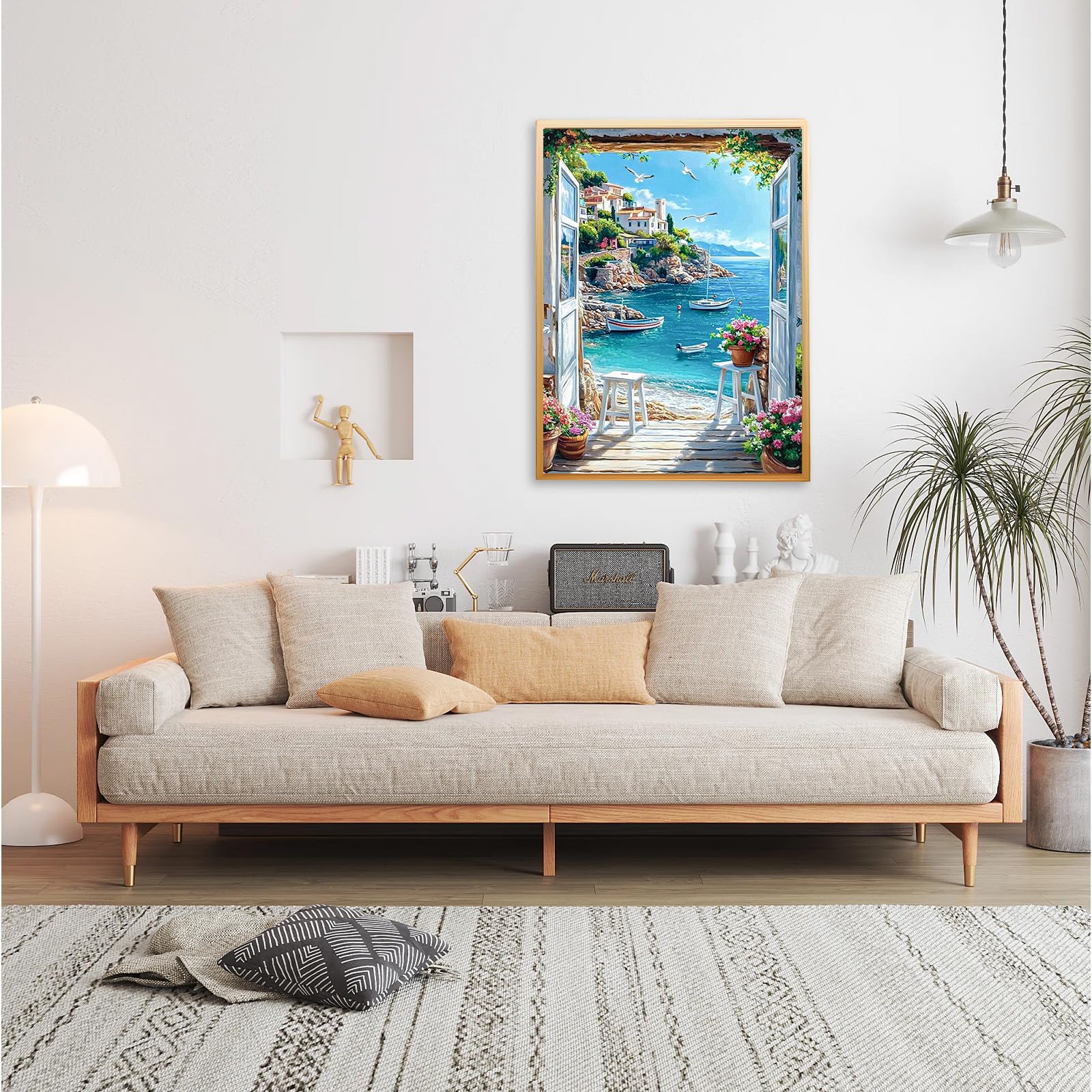 KEYIFA Verf op nummer voor volwassenen, zonsondergang op het platteland schilderen op nummer canvas kits met acrylverfborstels, doe-het-zelf ambachtelijke olieverfschilderij kunstkits voor volwassenen