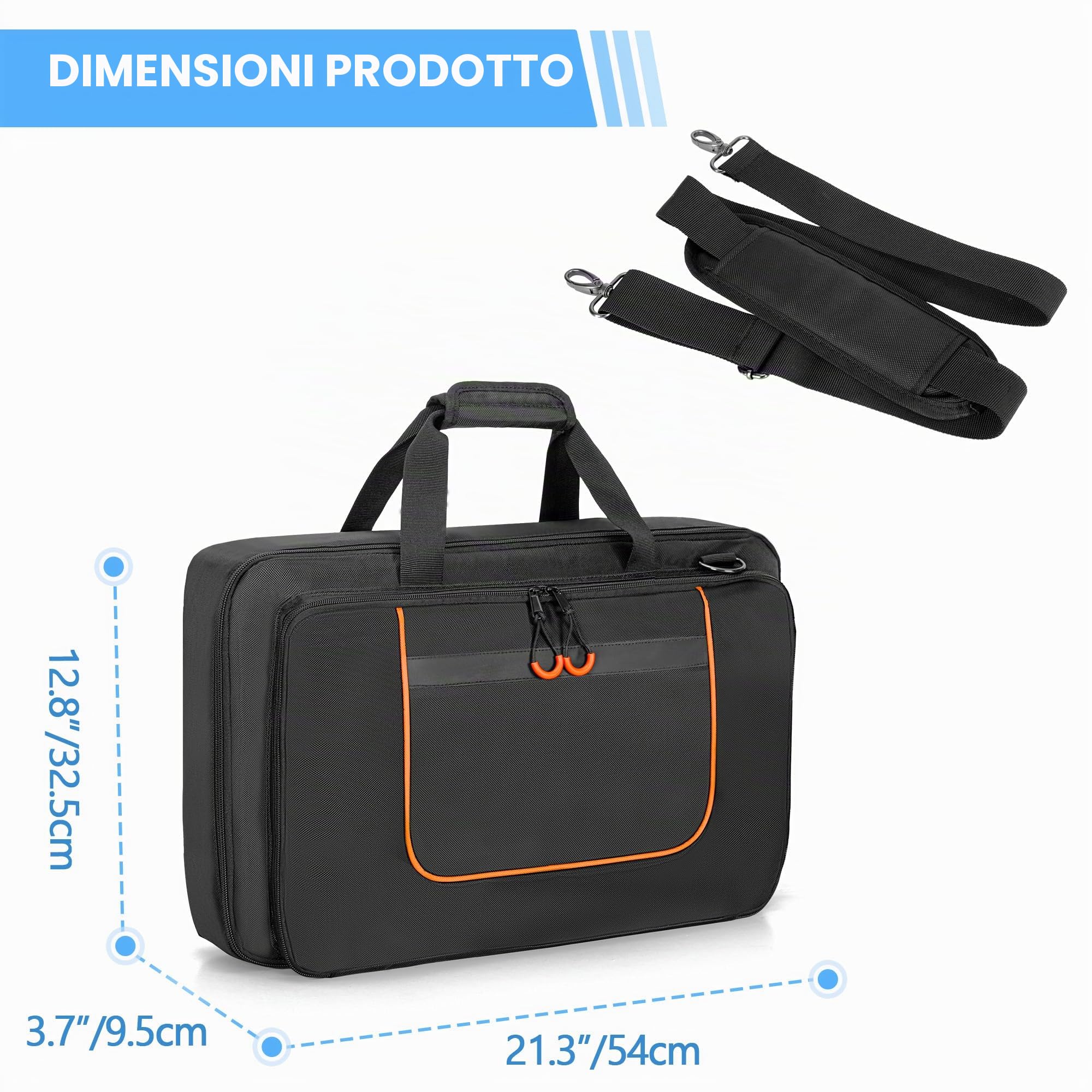 Rexmica Borsa Imbottita per Controller DJ | Compatibile con Pioneer DDJ-FLX4/400/SB2/SB3, Custodia Con Scomparto per Laptop e Tasche per Cavi DJ, Cuffie, Accessori